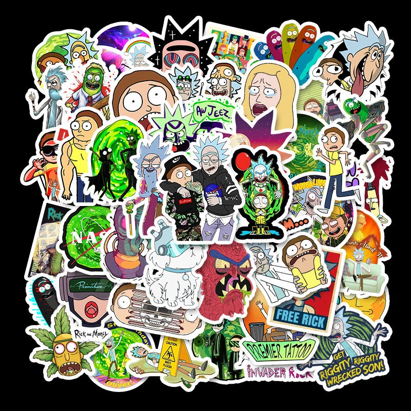 50 pcs American drama rick and morty sticker set laptop stickers decals 