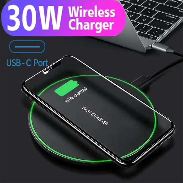 30W Qi Wireless Charger For iPhone 14 13 12 11 Pro Xs Max Mini Xr Induction Fast Wireless Charging Pad For Samsung S22 s8 s9 s10 1