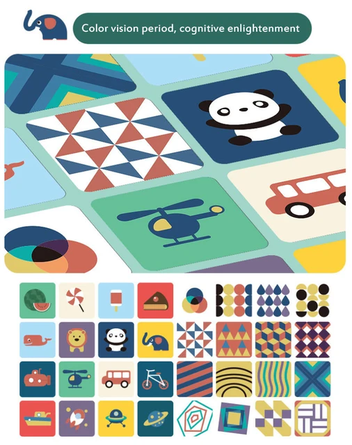 1 Set 0-36 Months Baby Visual Stimulation Inspired Children's Vision Early Education Cards Newborn Color Training Pictures Card 2