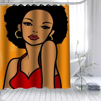 

Vinie Graffiti Afro Art Shower Curtain Black Girl Shower Curtain Polyester Fabric Bathroom Curtain Waterproof Hook Bath Curtain