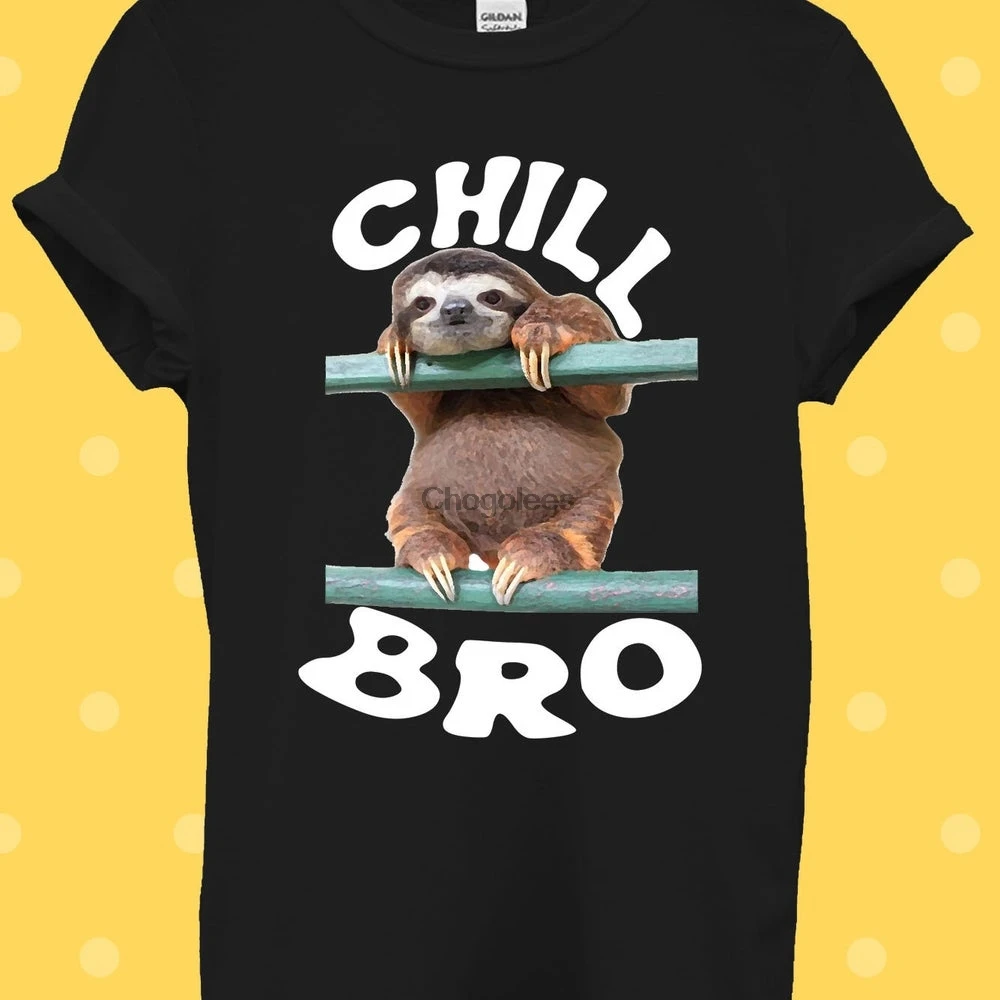 Новинка футболка Chill Bro ленивое животное для мужчин и женщин унисекс мешковатая