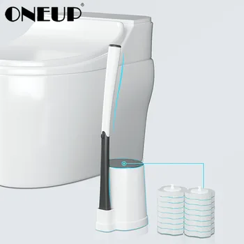 

ONEUP WC Disposable Rotatable Toilet Brush Long Handle Cleaning Brush With Base Replaceable Head Bath Accessories Cleaning Tool