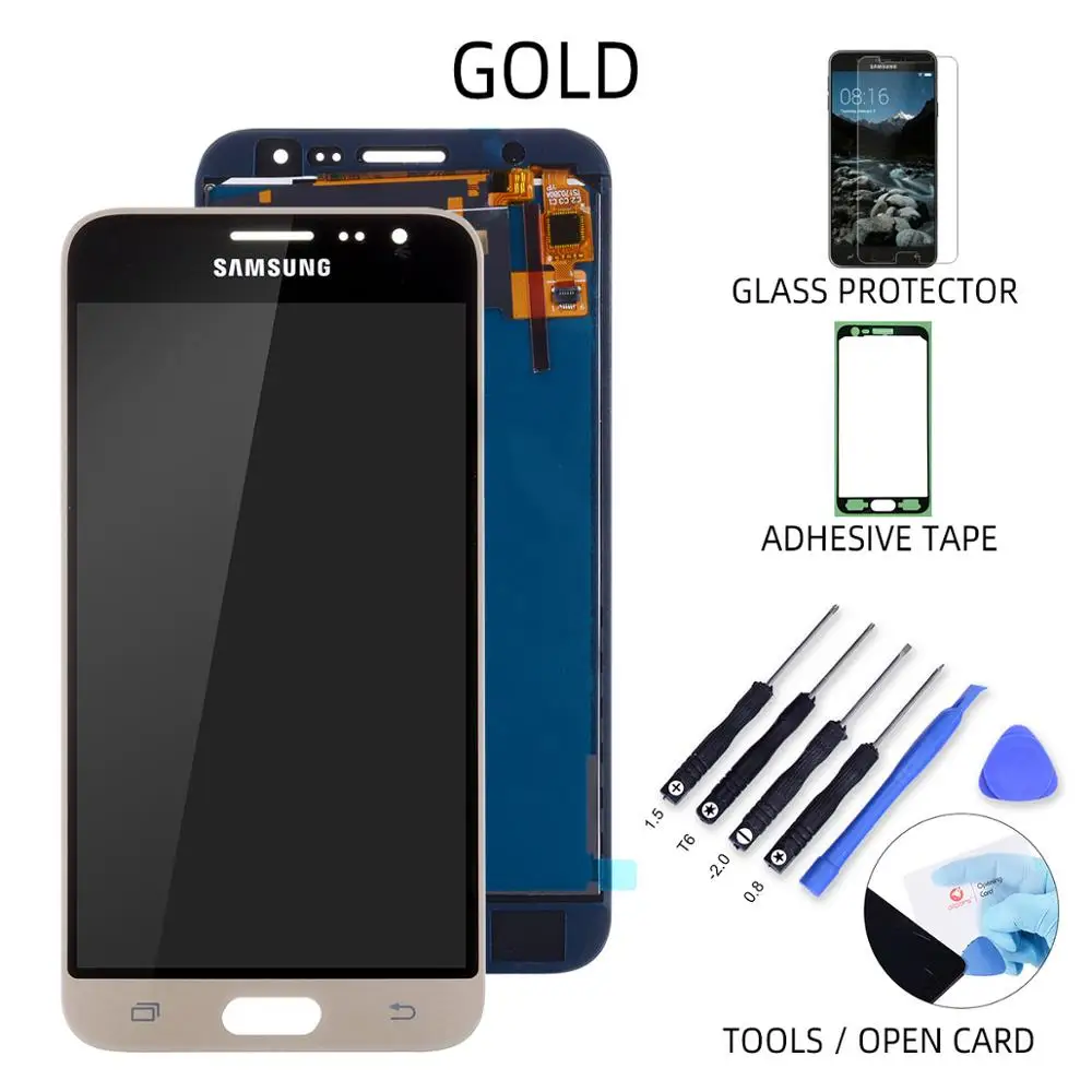 5,0 ''AMOLED lcd для samsung Galaxy J3 дисплей сенсорный экран дигитайзер Замена для samsung J300 J300F J300H lcd - Цвет: No Frame Gold