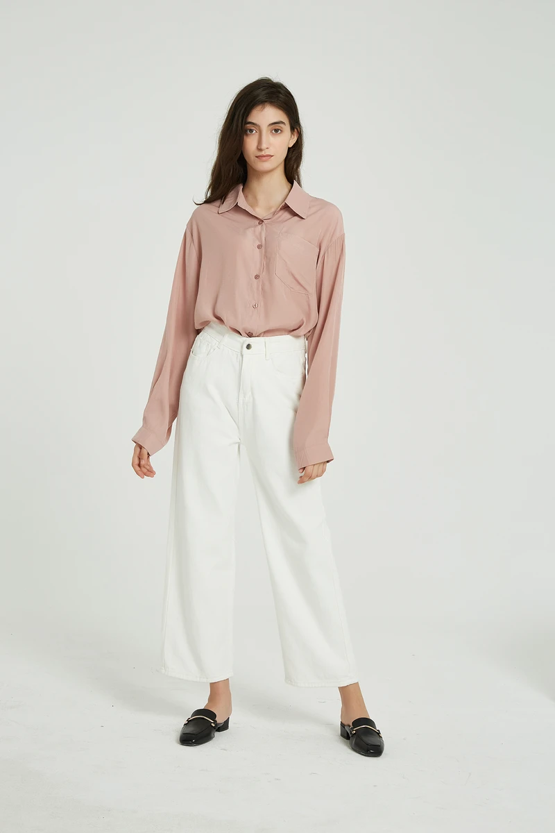 Wixra женские широкие штаны с карманами, стильные свободные белые одноцветные штаны с высокой талией, универсальные длинные штаны на весну и осень