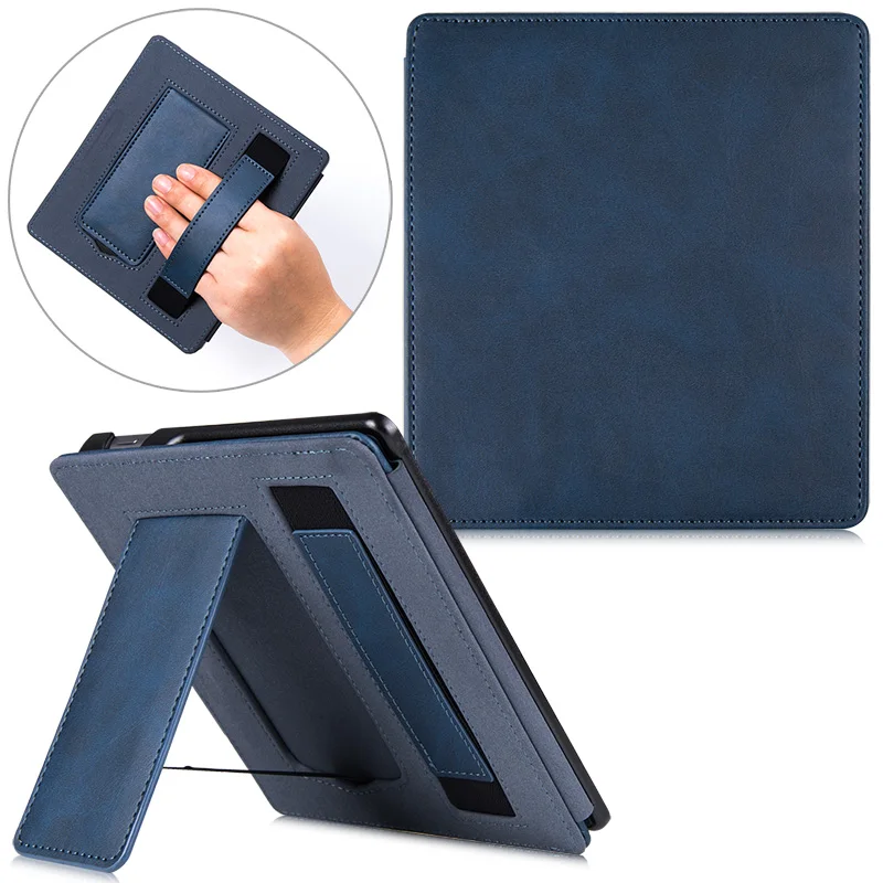 Stand Case for All-new Kindle Oasis 3(10th Generation, Release Only)-PU Leather Cover with Hand Strap and Auto Sleep/Wake - Цвет: Dark blue