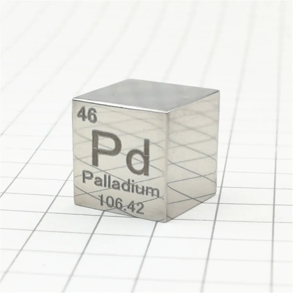 

Palladium Pd Cube Metal Laser Carved Expensive Metal Polished Mirror Research and Development Element Simple Substance Refined