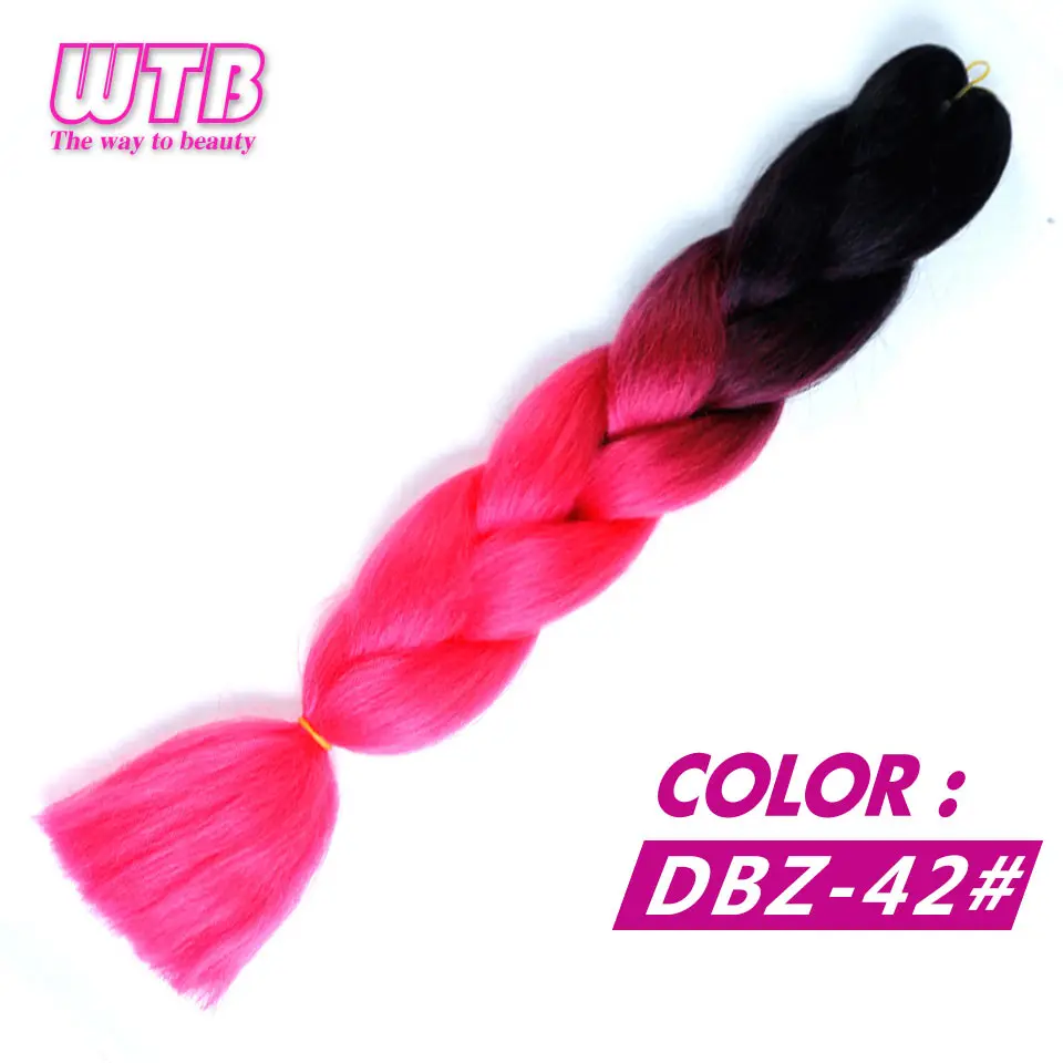 WTB 24 дюйма длинные Омбре Джамбо синтетические косички волос крючком косички Розовый Синий Золотой 100 г/шт. африканские высокотемпературные волокна волос - Цвет: #6