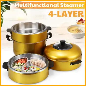 

4-Layer Soup Pot 30cm Steamer Fast Steaming Stainless Steel Thicken Steam Boiler Multi-functional Cookware Durable Steam Pots