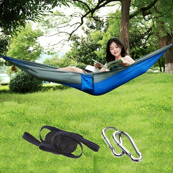 

Fast Drying Hammock Camping Single People Dormitory Outdoor Ultralight Hammock Nylon Hanging Chair Bed 239*90cm with Rope Tree
