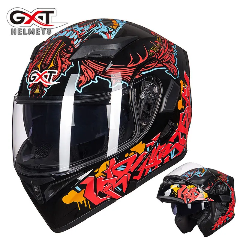 Мотоциклетный шлем GXT откидной для мотокросса с двойными линзами на все лицо