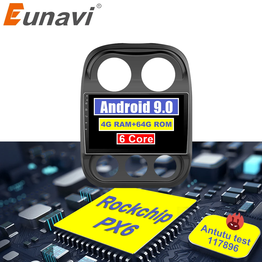 Eunavi 10 1 дюймов Android 9 0 2 Din автомобильный навигационный GPS радиоприемник стерео для