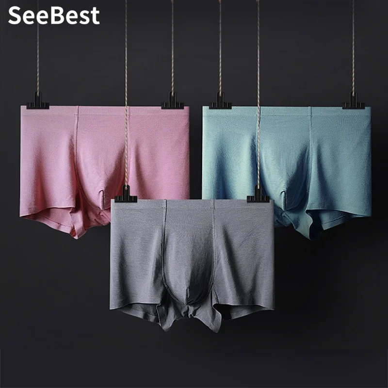 SeeBest бесшовное нижнее белье для мужчин, набор боксеров, Ofertas Hombre, сексуальный бренд, трусы, коробка для геев, крутые шорты, Para упаковка, трусы для пениса