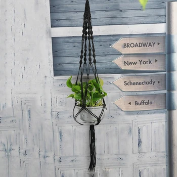 

Wall Hanging Pot Holder Macrame Plant Hanger Hanging Planter Basket Braided Rope Color Nylon Flower Pot Net Bag Home Decoration