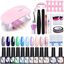Ur Sugar 6 Вт УФ-лампа 12 шт. набор гелей для ногтей маникюрный набор замачивающийся УФ светодиодный Гель-лак набор пилочка для ногтей кисти инструменты украшения
