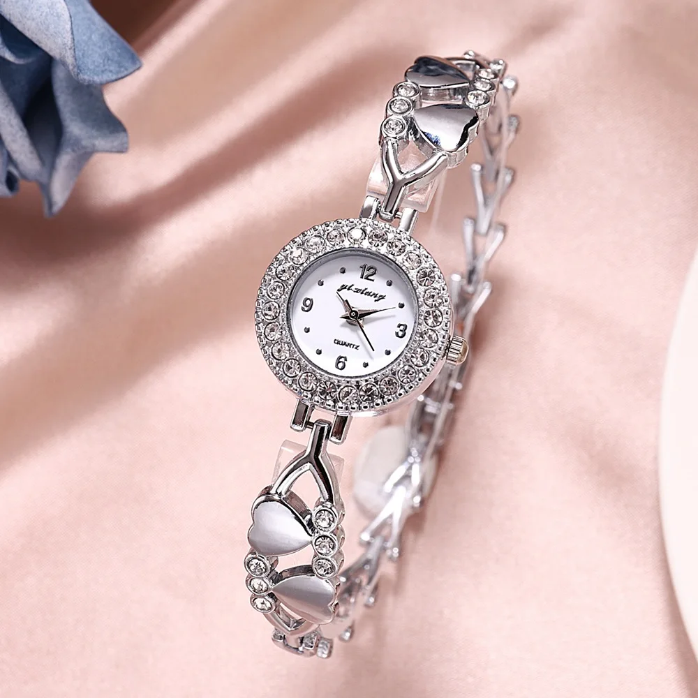 Luxury Elegant Ladies Women Women's Gold Bracelet Rhinestones Wrist
