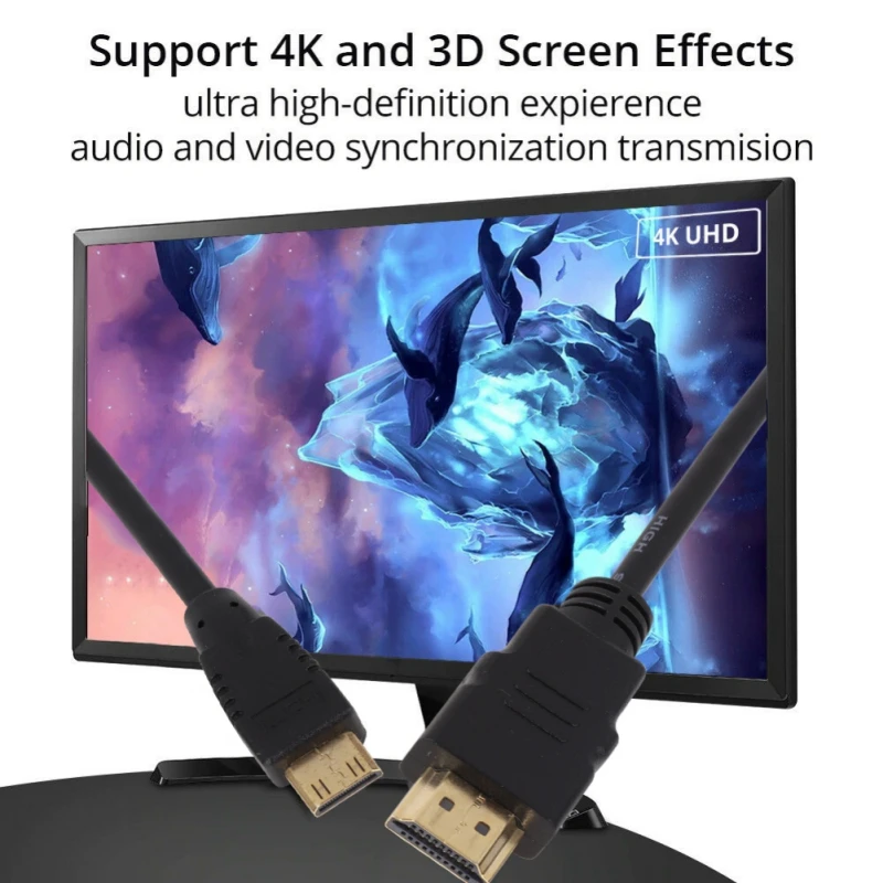 1 м, 1,5 м, 3 м, 5 м высокоскоростной позолоченный HDMI к mini hdmi штекер HDMI кабель 1,4 Версия 1080p 3D для планшетов DVD