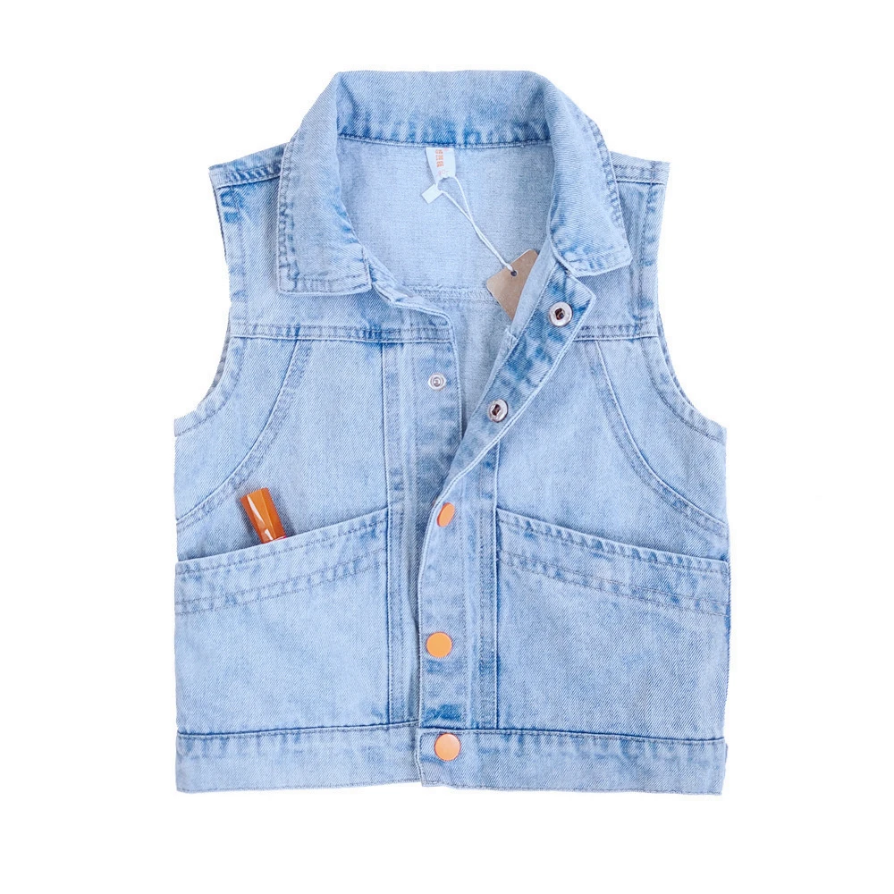 

2-8T Baby Vests Boys Girls Jeans Babe Jacket Denim Waistcoats Outerwear Children Clothing Spring Autumn Clothes Kids Vest Tops