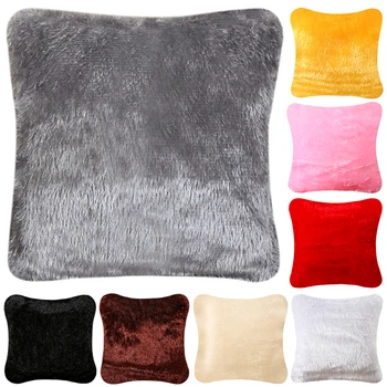 

Searchl Fluffy Faux Fur Plush Throw Pillow Cases Shaggy Soft Chair Sofa Cushion Cover Home Livingroom Pillow Cover 43x43cm