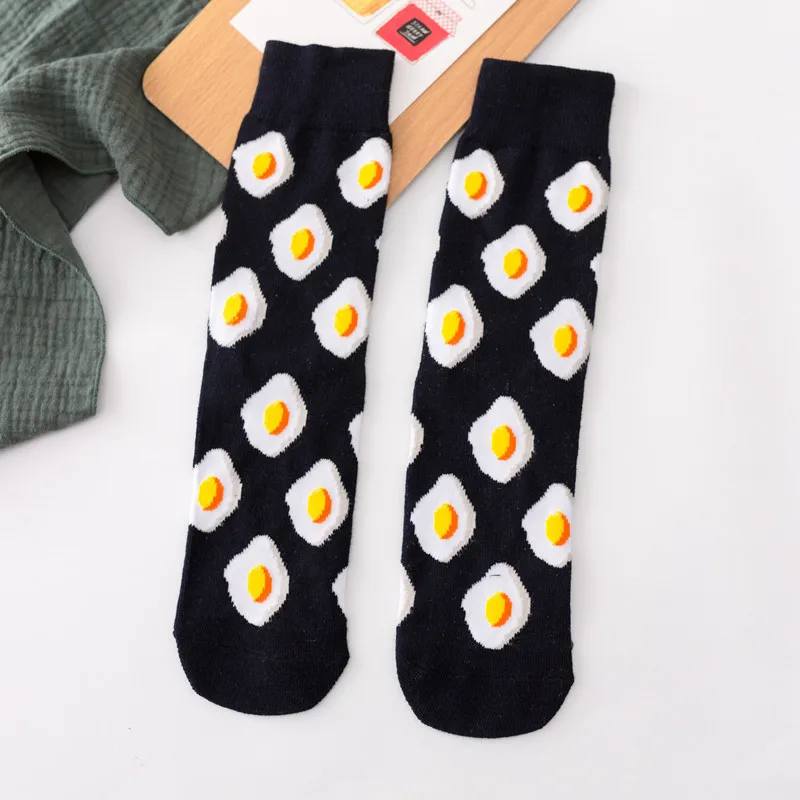 Женские носки, Забавные милые Мультяшные носки с фруктами, бананами, авокадо, лимоном, яйцом, печеньем, пончиками, едой, счастливым японским Харадзюку, скейтбордом - Цвет: 6