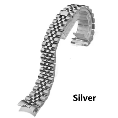 Silver Для мужчин и женщин 13 мм 17 мм 20 мм бренды серебро золото из нержавеющей стали ремешки для часов Замена ремешка для DATEJUST ролевые часы браслет - Цвет ремешка: Silver