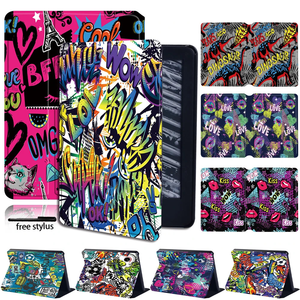 

Tablet Case for Amazon Kindle 8th/10th Paperwhite 1/2/3/4 Shockproof PU Leather Protective Shell +free Pen