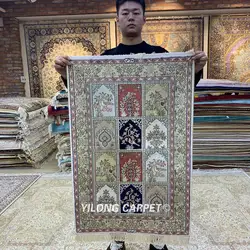 Yilong 2'x3' турецкий Шелковый ковер четыре сезона ручной работы Изысканные садовые коврики (HF085B)