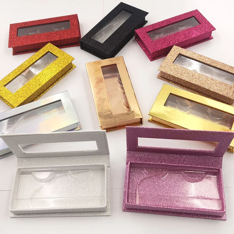 

10pcs rectangle false eyelash packaging box custom logo fake 3d mink eyelashes boxes faux cils magnetic case lashes empty