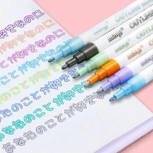 

8pcs/set Double Line Pen Highlighter Fluorescent Marker Out Line pen Color Student Multicolor Hand Note Pen for Scrapbooking