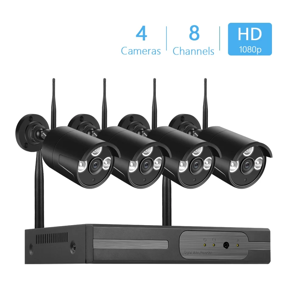 8/4CH 1080P Беспроводной CCTV Системы Wi-Fi NVR Наборы 4/2 шт. 1080P 2MP Беспроводной IP Камера Поддержка дистанционного Управление системы видеонаблюдения - Цвет: 8CH 4Cam style2