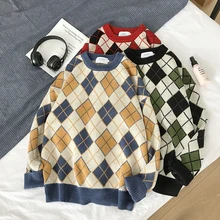 Winter Sweater Men Warm Fashion Contrast Casual Plaid Knit Sweaters Man Sweter Clothes Loose Long Sleeve Pullover Men M-2XL Winter Sweater Men Warm Fashion Contrast Casual Plaid Knit Sweaters Man Sweter Clothes Loose Long Sleeve Pullover Men M-2XL