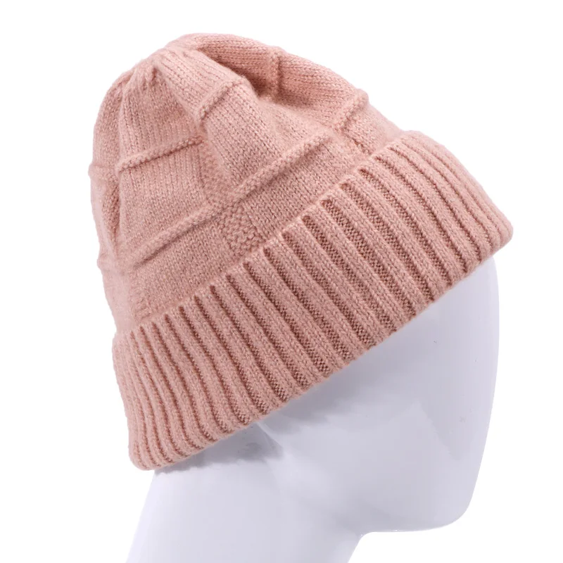 Зимние вязаные шапки Skullies женские модные однотонные мужские уличные Вязаная Шерстяная Толстая шапка в стиле хип-хоп Осенняя ветронепроницаемая шапка - Цвет: H