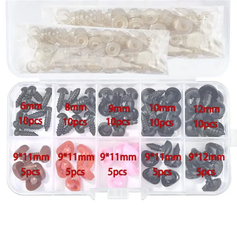 75/135pcs Safety Nose Eyes Triangle Nose Plastic Eyes For Dolls Toys Crochet Bear Dolls Amigurumi Making Accessories
