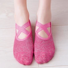 Женские хлопковые яркие шелковые носки для йоги силиконовые Нескользящие круглые Носки для пилатеса с открытой спиной с перекрестными ремешками танцевальные носки