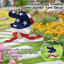 American Flag Kneeling Soldier Weathered Flag Garden Yard Outdoor Art Deco