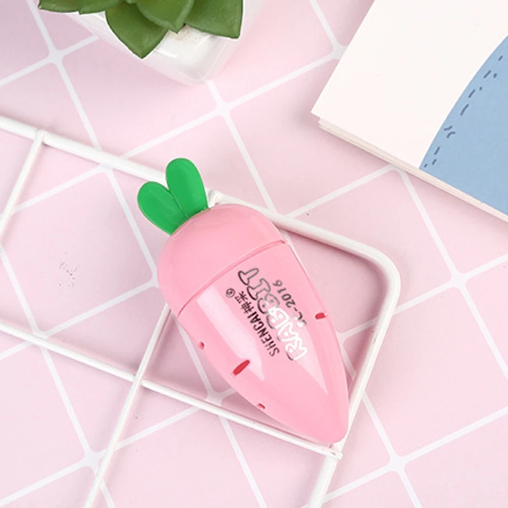 pink 1 шт. Kawaii морковь пластиковый карандаш школьные Точилки Канцтовары Школьные принадлежности - Цвет: pink