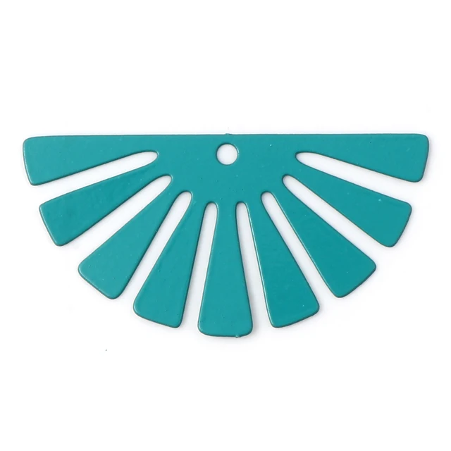 20 PCs Matel Half Round Filigree Stamping Pendants Stripe Painted Hollow Charms For DIY Jewelry Finding Accessories 3.5 x 1.8cm 6