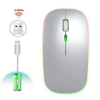 

M40 Ultra-Thin Wireless Mouse 2.4G Rechargeable Wireless Silent Mouse Ergonomic Design 3 Adjustable DPI Silver