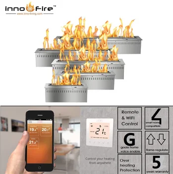 Inno-Fire 60 pulgadas de acero inoxidable de control remoto inteligente Casa de plata o negro etanol chimenea electrica