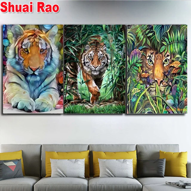 Животные джунглей Тигр Лев Алмазная картина 3d Стразы Вышивка