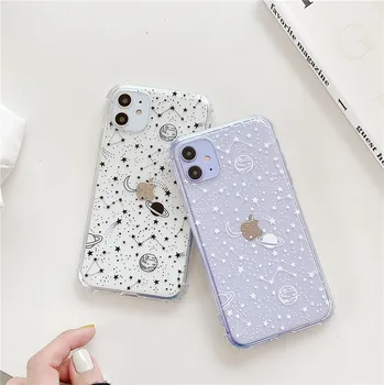 

Simple Planet Star Phone Cases For iPhone 11 11Pro X XR XS MAX 7 8 Plus Transparent Soft TPU Silicon Back Cover Case