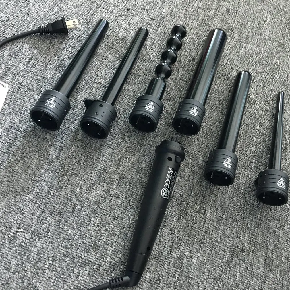 

New Pro 6 in 1 Interchangeable Hair Curling Iron Machine Ceramic Hair Curler Multi-size Roller Heat Resistant Glove Styling Set