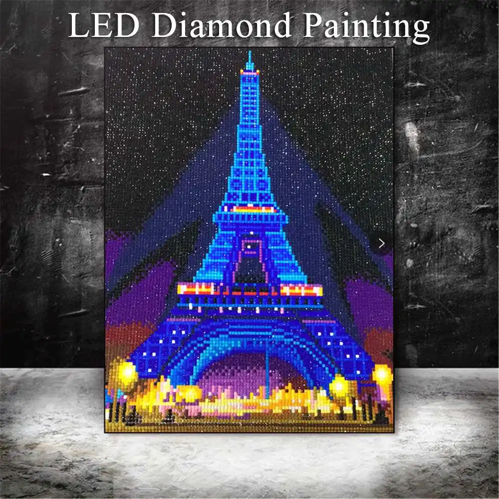 New Arrival 5D LED Light Diamond Painting Tower Pattern DIY Diamond