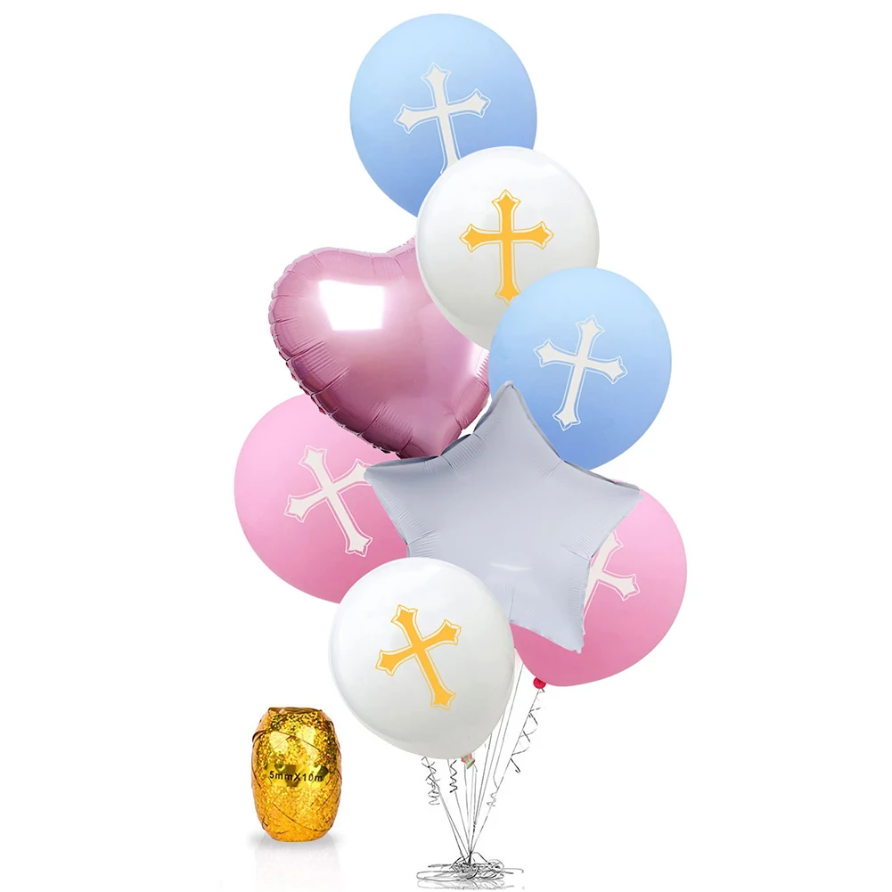 Birthday Balloons Set Colorful Wedding Latex Decoration Home Kids Easter Day Cross Pattern Aluminum Foil Party Festival