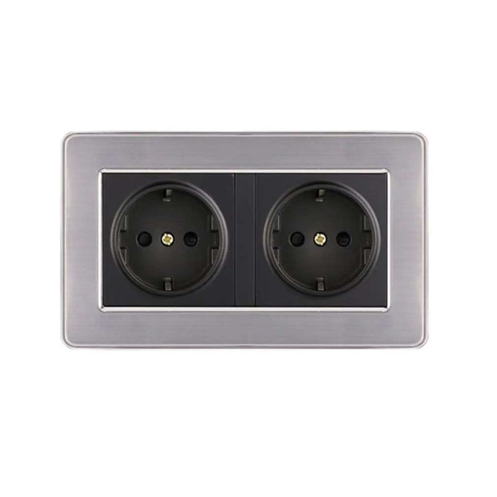 

Double Wall Socket Board Professional Socket Panel Stainless Steel Brushed Panel Quality Material Durable
