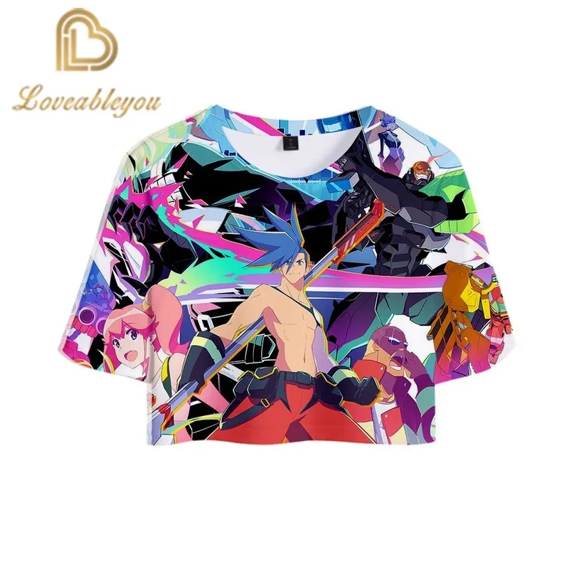 Японская анимация PROMARE летняя футболка Harajuku сексуальный топ Для женщин забавная