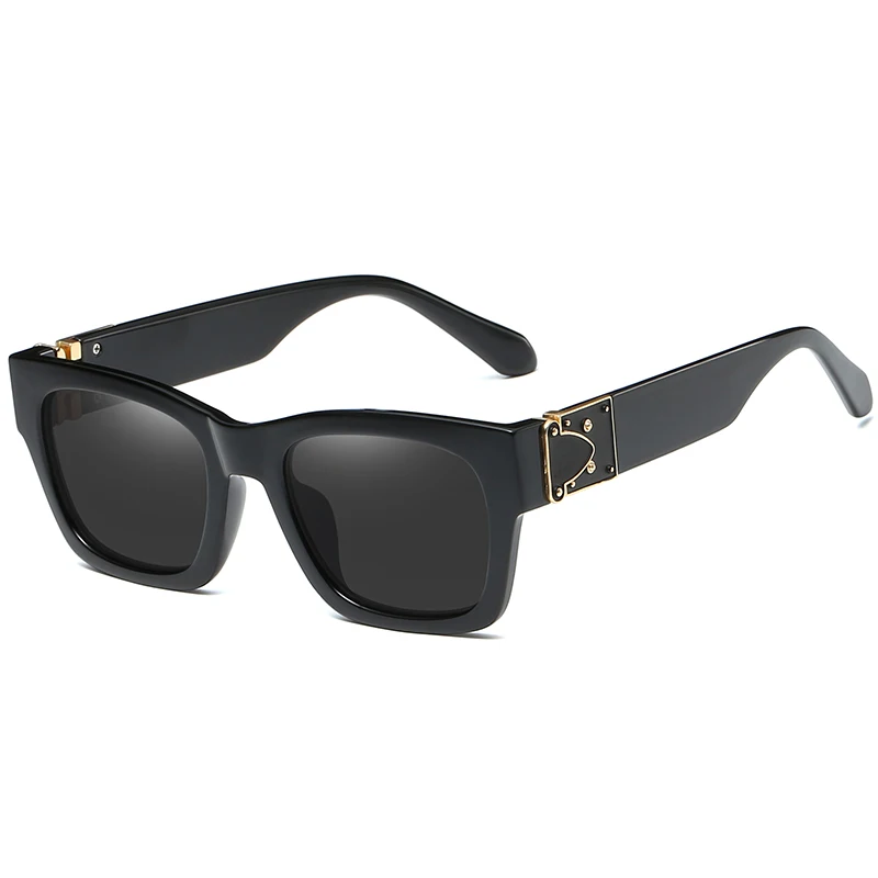 Longkeader, квадратные солнцезащитные очки для мужчин и женщин, Ретро стиль, фирменный дизайн, панк стиль, солнцезащитные очки, мужские, оттенки, черные, коричневые, UV400, Gafas de Sol - Цвет линз: C3Black Black