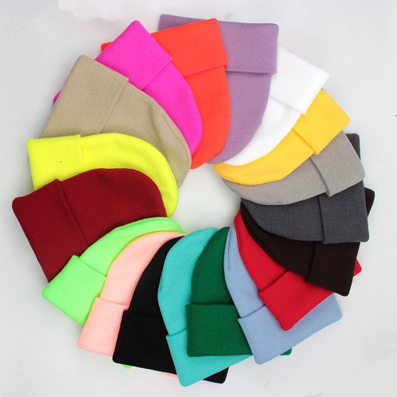 

Solid Unisex Beanie Autumn Winter Wool Blends Soft Warm Knitted Cap Men Women SkullCap Hats Gorro Ski Caps 24 Colors Beanies