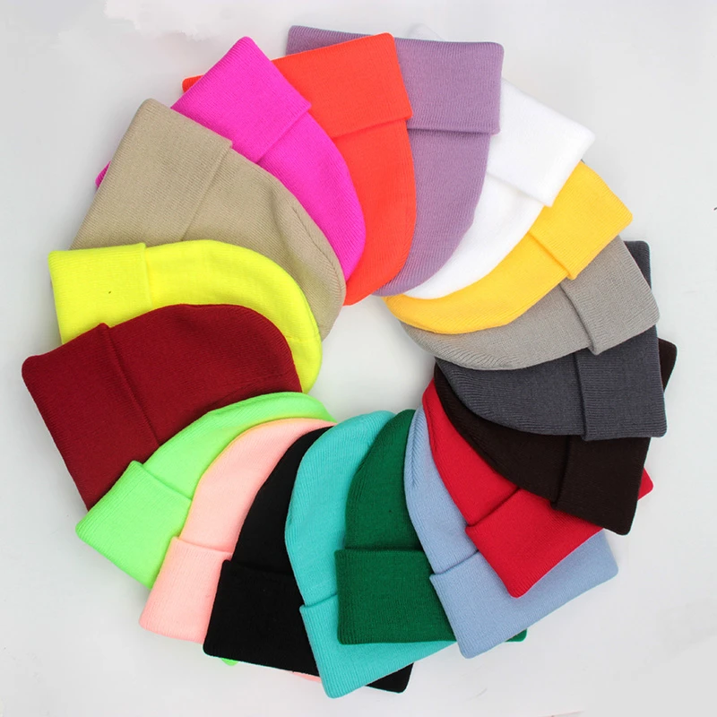 Solid Unisex Beanie Autumn Winter Wool Blends Soft Warm Knitted Cap Men Women SkullCap Hats Gorro Ski Caps 24 Colors Beanies 1