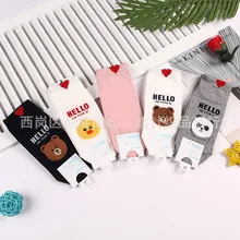Женские короткие носки с рисунками животных, медведя, утки, панды, Kawaii Harajuku, уличная одежда, модные повседневные хлопковые забавные счастливые носки, Calcetines