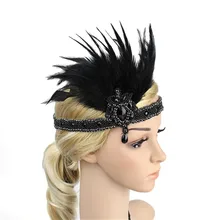 Повязка для волос с перьями головной убор с перьями головная повязка с перьями Great Gatsby головной убор винтажные вечерние женские аксессуары для волос